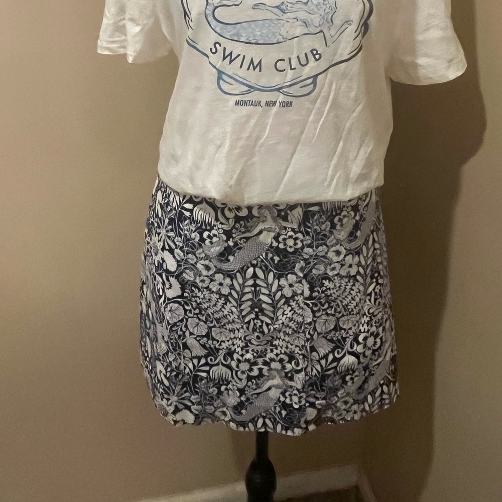 J. Crew Navy and White Mermaid Print  Skirt, size 10